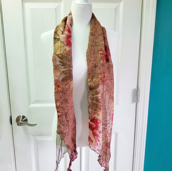 Floral Scarf Brown, red, green EUC - Picture 10 of 16
